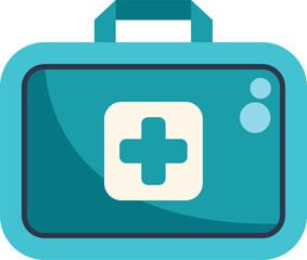 Blue first aid kit closed, showing the white cross symbol, for medical emergencies