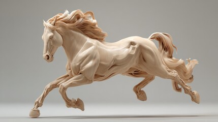 Beige horse sculpture in motion