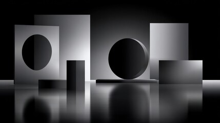Abstract geometric shapes in monochrome