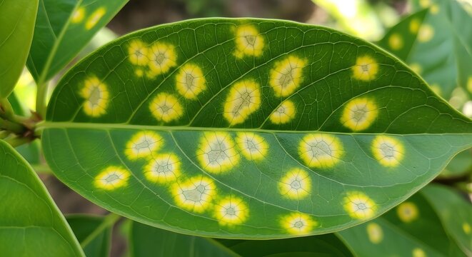 Virus-induced chlorotic spots formation on leaf