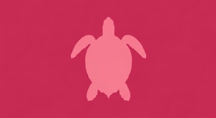 Pink Turtle Silhouette on a Dark Pink Background.