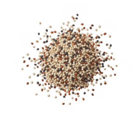 Mixed quinoa seeds pile isolated on a transparent background