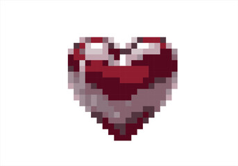 Obraz premium Vibrant Pixel Art Heart Icon. 8 bit. Game development, mobile app. Isolated vector illustration.
