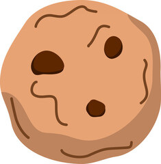 cute vector cookie illustration with simple brown color and soft shading, perfect for food icons or bakery designs.