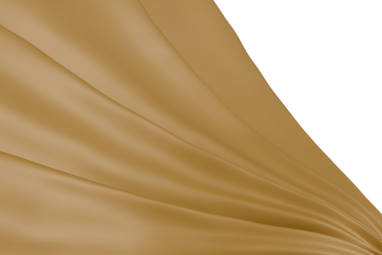 Abstract image of smooth, flowing warm tan fabric-like ripples cascading left, contrasted by a transparent upper right, outlined by a delicate, colorful dotted edge