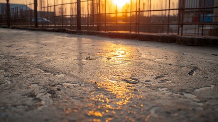 the ice surface with beautiful sun light at the morning