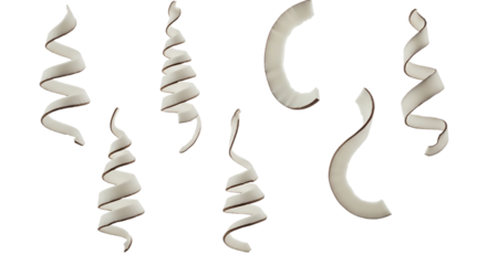 Coconut flakes curls isolated on transparent background, perfect for baking and garnishing