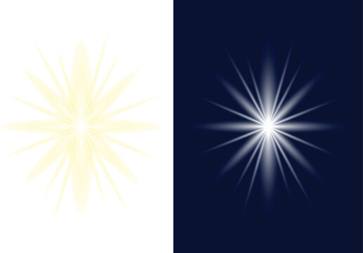 Bright starburst effect on white and dark blue background, radiating energy and creating a focal point