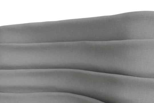Monochrome close-up of flowing gray fabric folds with soft shadows and textures. Horizontal drapes create a high-contrast abstract pattern