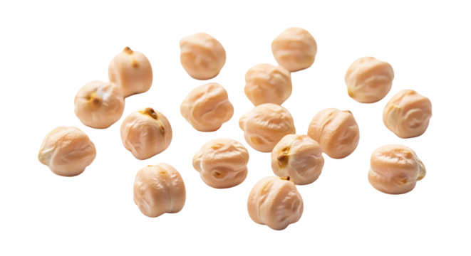 Pile of raw chickpeas isolated on transparent background, healthy and nutritious food