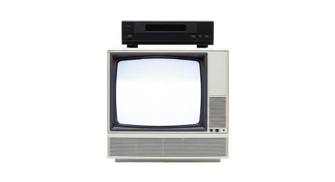 Old television with vcr isolated on transparent background, vintage technology concept - Powered by Adobe