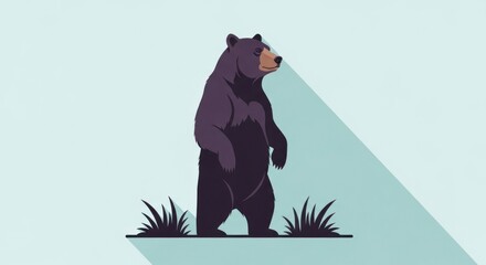 Stylized illustration of a black bear standing upright in a minimalist flat design style.