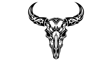 Tribal Bull Skull - A Bold and Intricate Tattoo Design.