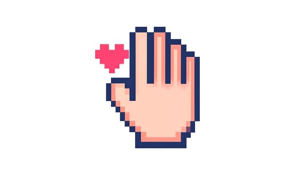Pixelated hand with a heart. Digital art conveying love, care, appreciation, kindness, support - Powered by Adobe