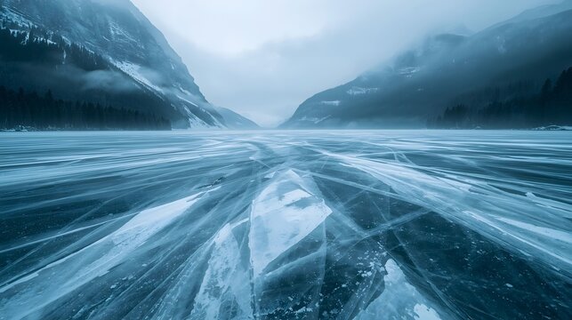 a lake in the frozen mountains