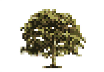 Obraz premium Pixel Art Tree. 8 bit. Game development, mobile app. Isolated vector illustration.