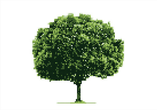 Pixel Art Tree. 8 bit. Game development, mobile app. Isolated vector illustration.