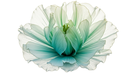 Closeup of a beautiful flower isolated on transparent background with delicate petals