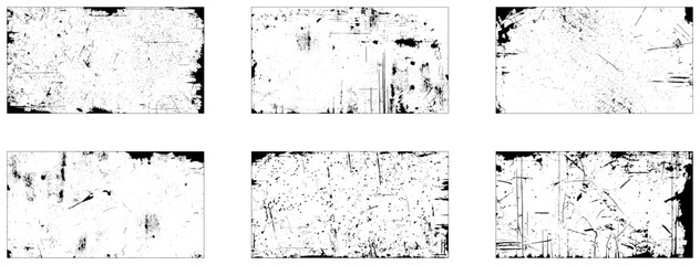 Obraz na płótnie Canvas Set of Black and white grunge. Distress overlay texture. Surface dust and rough dirty wall background concept.