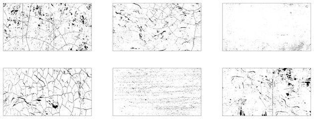 Set of Black and white grunge. Distress overlay texture. Surface dust and rough dirty wall background concept. Distress illustration simply. Vector 