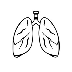 Health & Medical &ndash; Thick Outline BW &ndash; lungs sharp