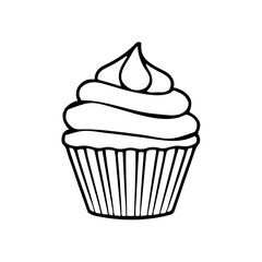 Food & Kitchen &ndash; Thick Outline BW &ndash; cupcake minimal