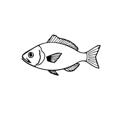 Food & Kitchen &ndash; Thick Outline BW &ndash; fish simple sharp
