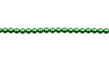 Green Pearl Garland PNG. Straight strand of vibrant green decorative pearls, isolated for St. Patrick's Day, Christmas, or festive design accents. Christmas pearls garland top view flat lay PNG