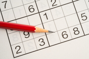 Sudoku puzzle game playing to challenge brain.
