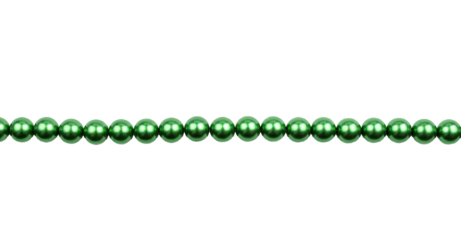 Green Pearl Garland PNG. Straight strand of vibrant green decorative pearls, isolated for St. Patrick's Day, Christmas, or festive design accents. Christmas pearls garland top view flat lay PNG