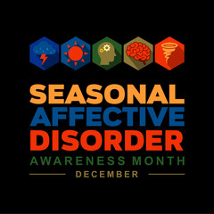 Seasonal Affective Disorder SAD Awareness Month background template, Great for banner , card, poster and social media. Observed every year in December. Holiday concept. Vector illustration.