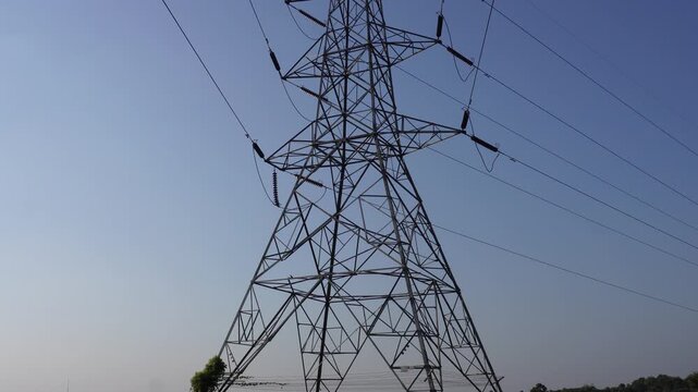 electricity pylon, tall steel structure used to support overhead power lines
