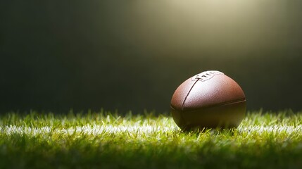 touchdown. American football centered on green field with professional lighting and soft shadows. event key visuals, club posters, designed for sports event promotions and stadium branding.