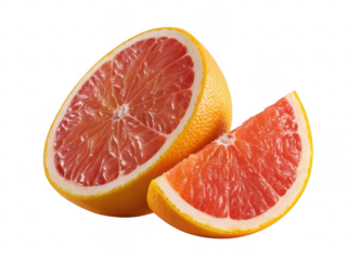 Pink Grapefruit Halves and Slice isolated on a transparent background