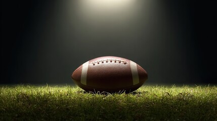 touchdown. American football centered on green field with professional lighting and soft shadows. event key visuals, club posters, designed for sports event promotions and stadium branding.