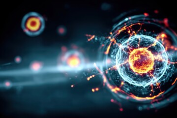 Obraz premium Satellite orbiting a galaxy where organ and tissue evolution is analyzed through physics to find the ultimate solution