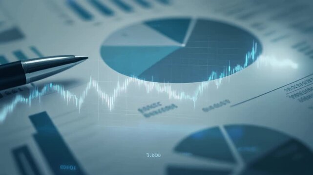 Financial Charts and Graphs with Pen and Stock Market Data Overlay finance
