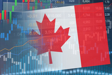 Stock market investment trading financial, coin and Canada flag or Forex for analyze profit finance business trend data.