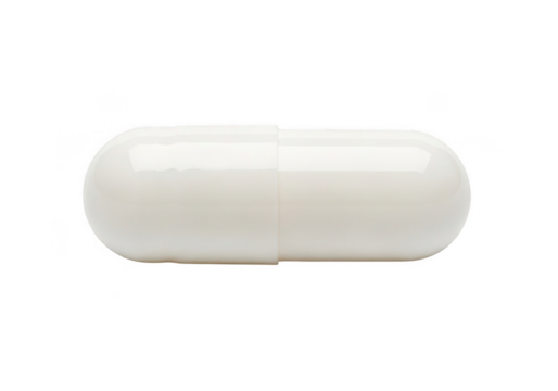 Single white gelatin capsule medicine pill isolated on transparent background - Powered by Adobe