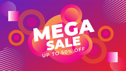 Mega sale colorful background template in geometric style