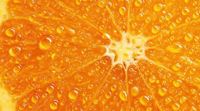 Close-up of Orange Segment with Water Drops: Fresh, Vibrant, and Juicy