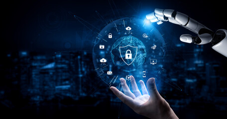 AI artificial intelligence strengthens cybersecurity with intelligent threat detection, virtual...