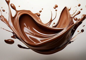 chocolate-splash melted chocolate on white background 