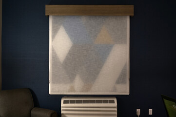 Black out blinds in an American hotel.