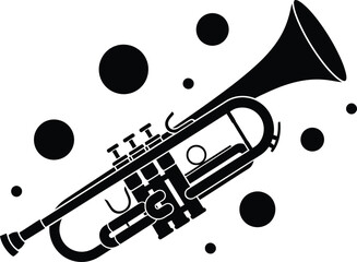 Isolated black trumpet vector illustration musical instrument graphic art eps silhouette