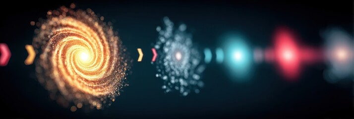 Galaxy rotations affect orbiting nebulae, quantum forces regulate tissue growth, and efficiency rises in interconnected star systems