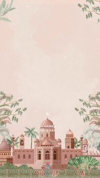 Wedding Invitation Red White Traditional Indian Blank Background Video