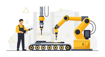Automation and Precision: A Depiction of Advanced Industrial Robotic Welding Systems in