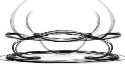 Abstract Black and White Design with Curving Lines and Shapes.