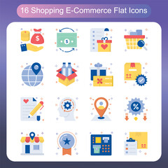 Shopping and Ecommerce Flat Style Icons Set 3